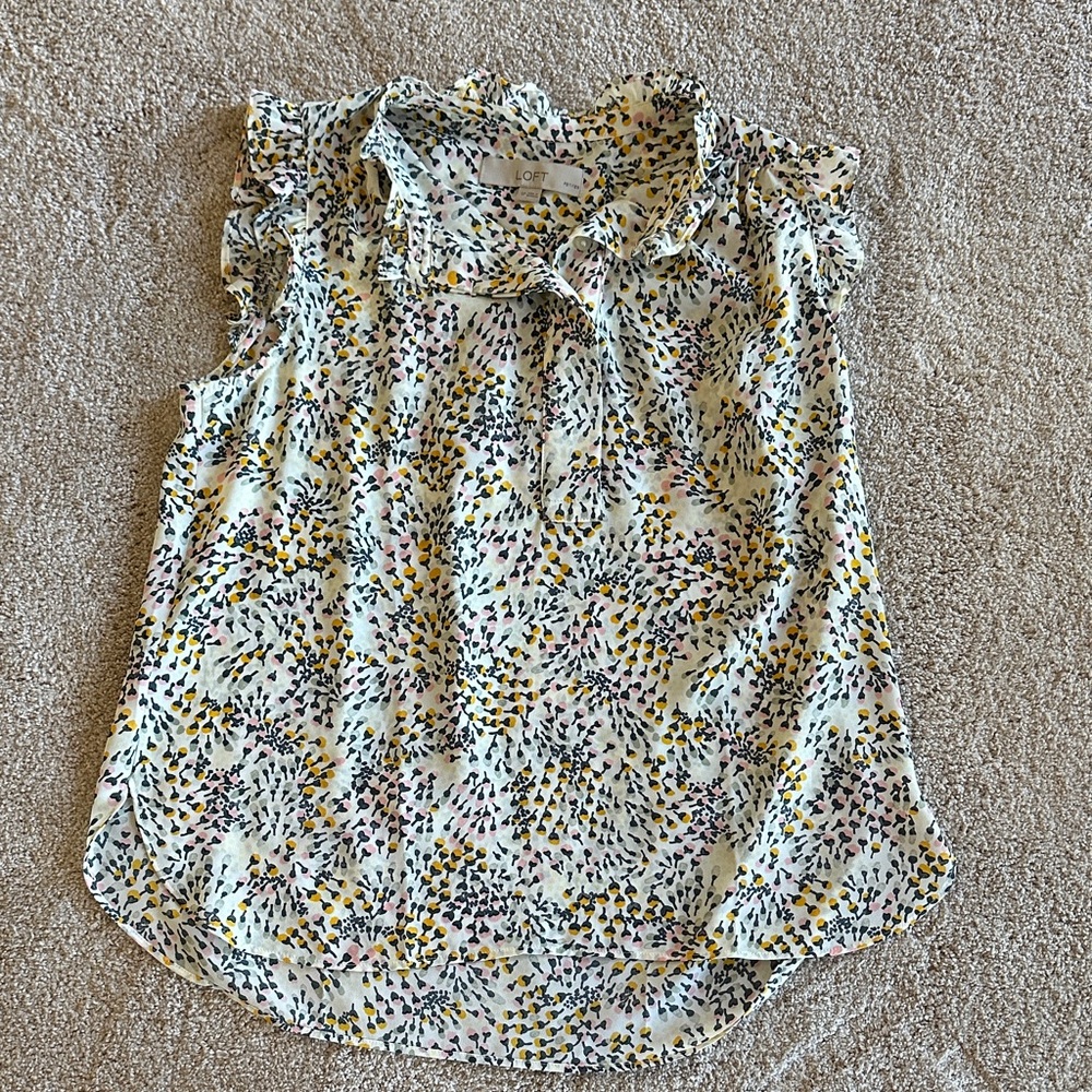 Loft Floral Ruffle Sleeve Women's Top